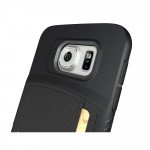 Wholesale Samsung Galaxy S6 Edge Credit Card Fiber Hybrid Case (Black)